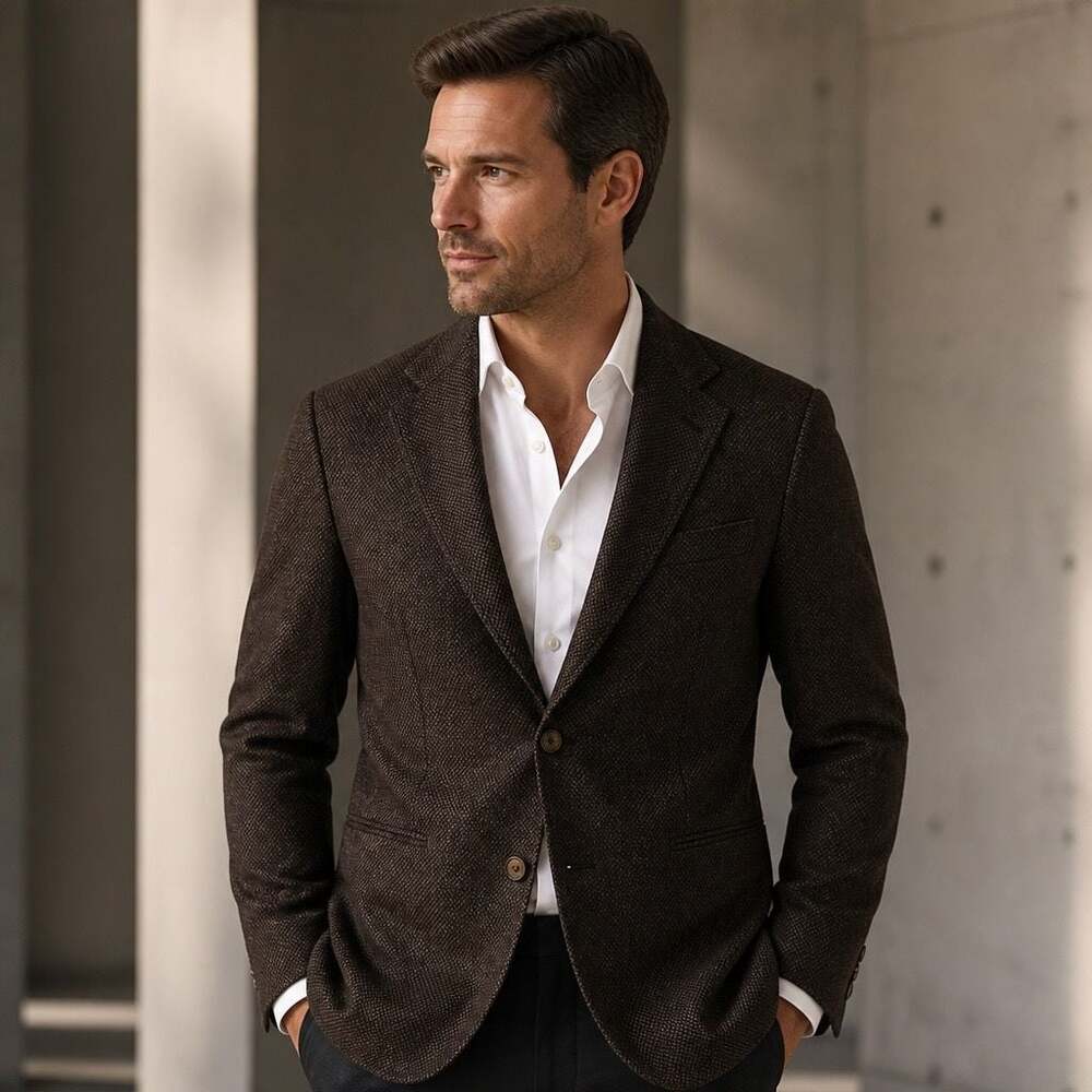 Dario di Napoli Vintage Brown Silk-Wool Blend Blazer